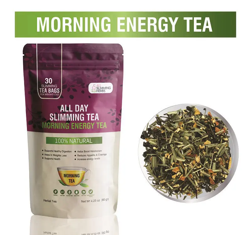 All Day Slimming Tea Morning Energy Tea. 100% natural, 30 slimming tea bags, supports healthy digestion, boosts metabolism, reduces appetite and cravings, increases energy levels